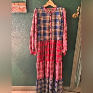 Boden Alba Check Maxi Dress Size 14